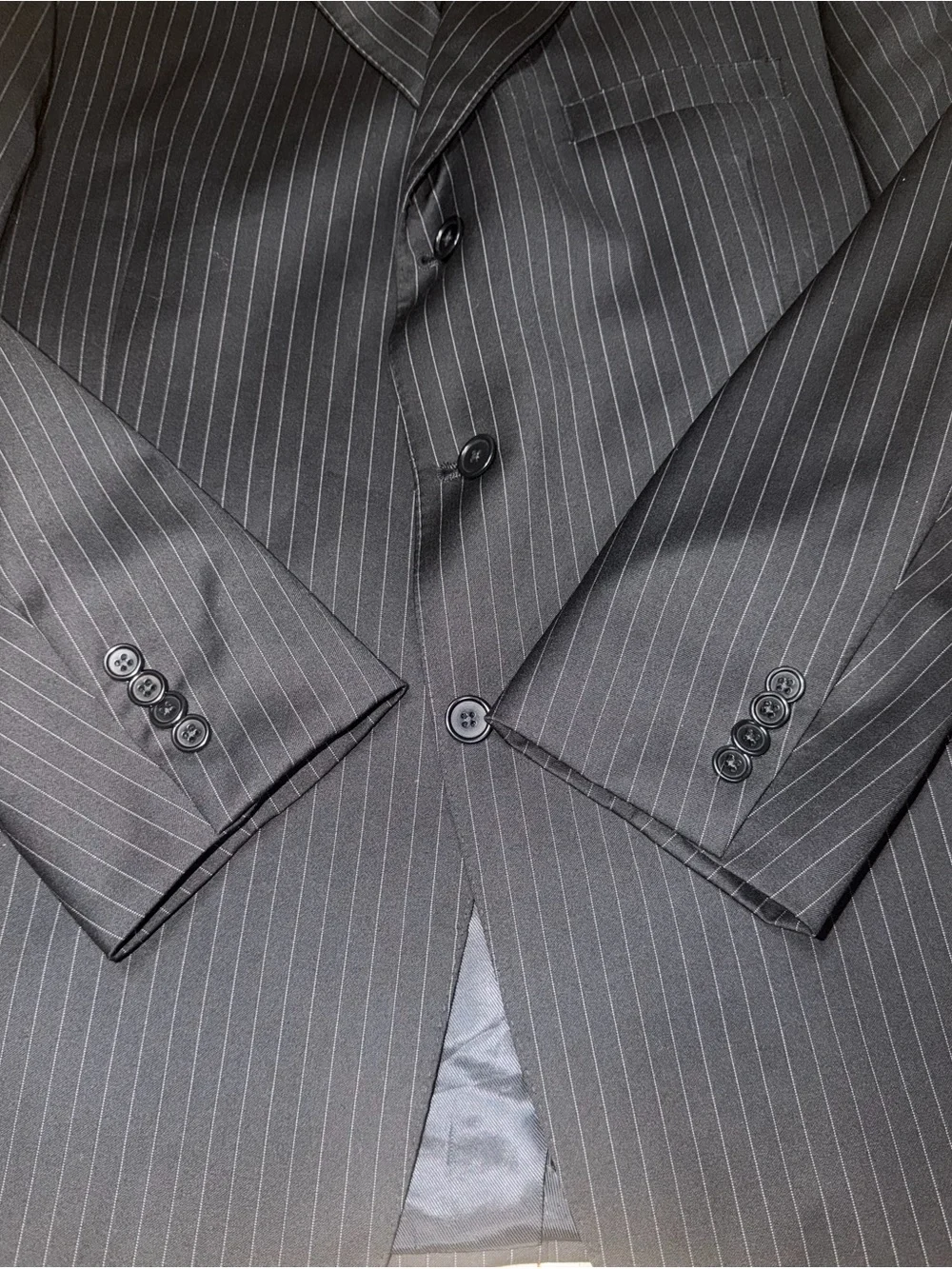 LORO PIANA Super 120 Daniel Cremieux Men 46R Sport Coat Black Stripe Wool Blazer